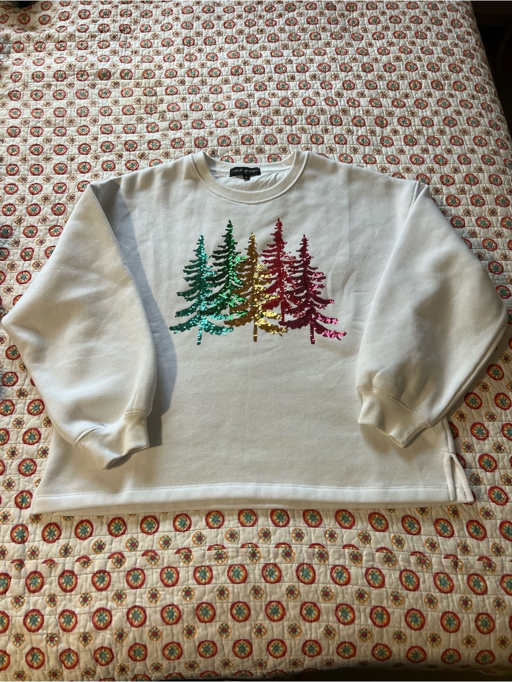 Sequin Pine Trees Christmas Crewneck size small/medium